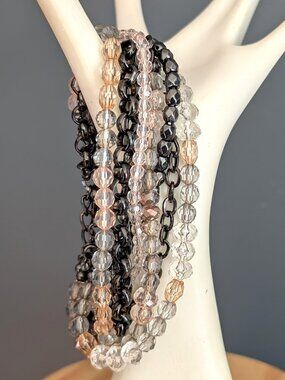 Multi strand chain and bead bracelet